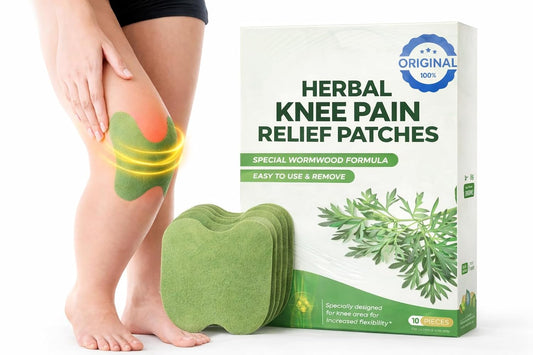 Herbal Knee Pain Relief Patches (20 Count) – 12-Hour Long Lasting Heat Therapy for Joint Pain