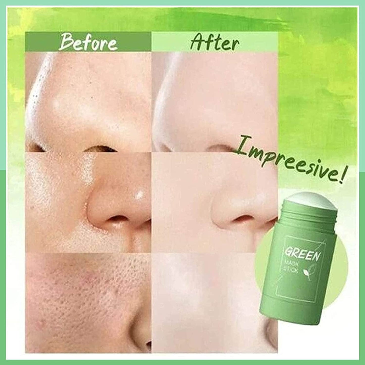 Green Tea Mud Mask Deep Cleaning Oil Control Moisturizing Hydrating Skin Rotating Cream Mask Stick Mud Clay Mask (40 g)