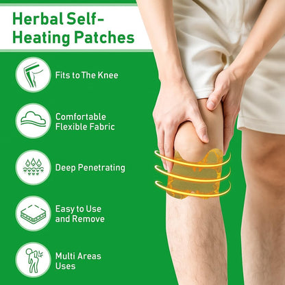 Herbal Knee Pain Relief Patches (20 Count) – 12-Hour Long Lasting Heat Therapy for Joint Pain