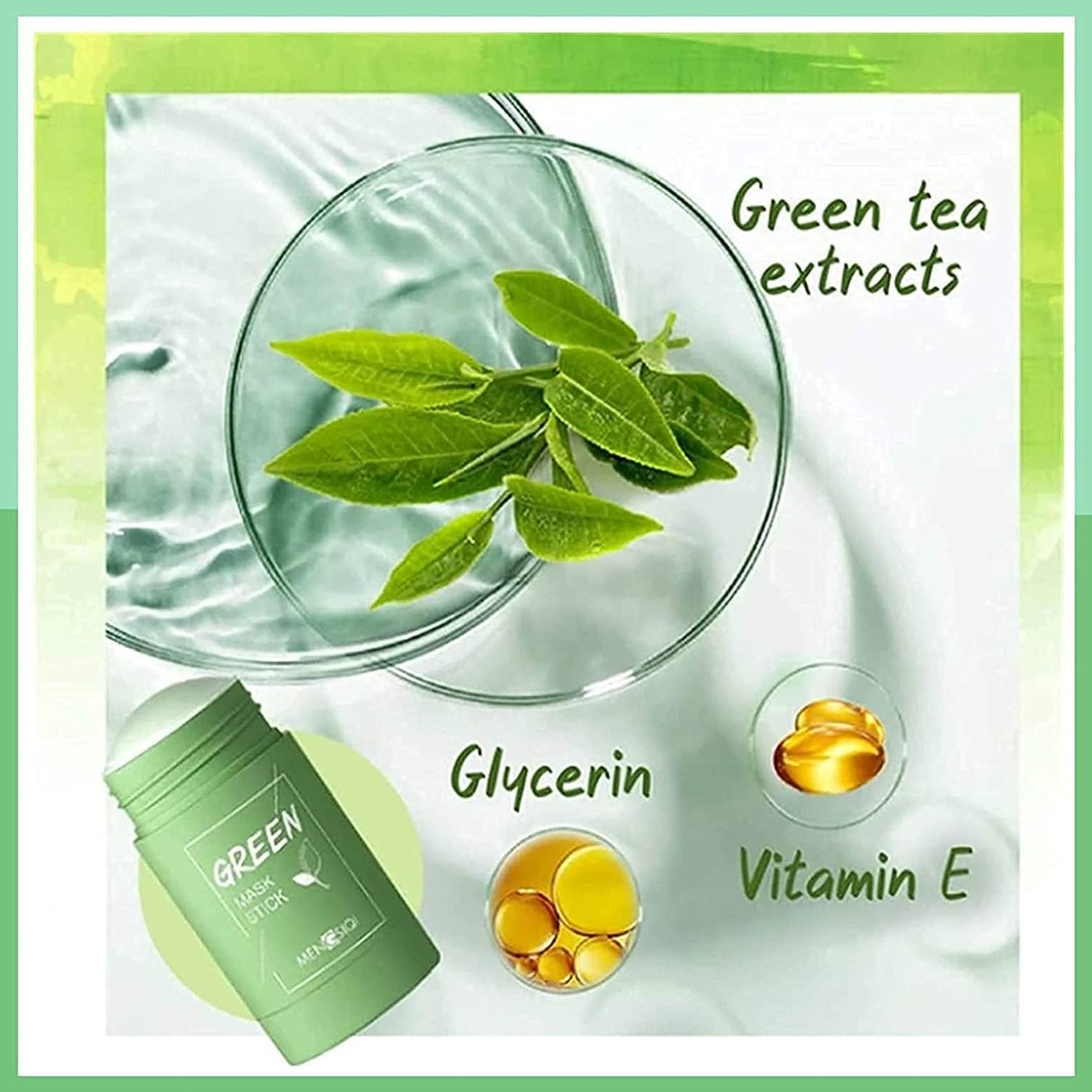 Green Tea Mud Mask Deep Cleaning Oil Control Moisturizing Hydrating Skin Rotating Cream Mask Stick Mud Clay Mask (40 g)