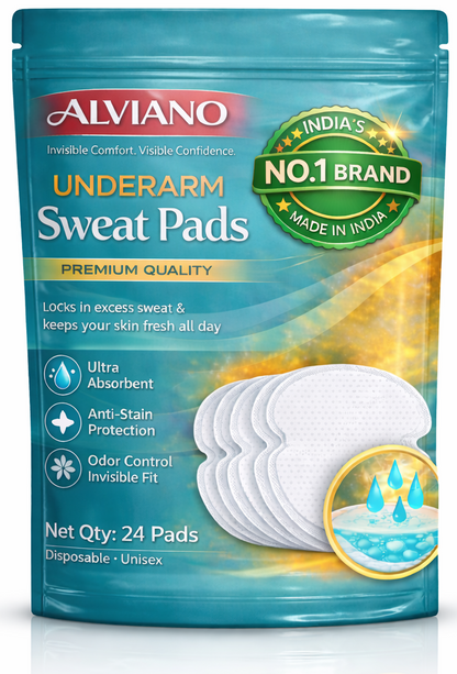 ALVIANO™ Underarm Sweat Pads (24 Pads) – Ultra Absorbent, Anti-Stain Protection, Odor Control